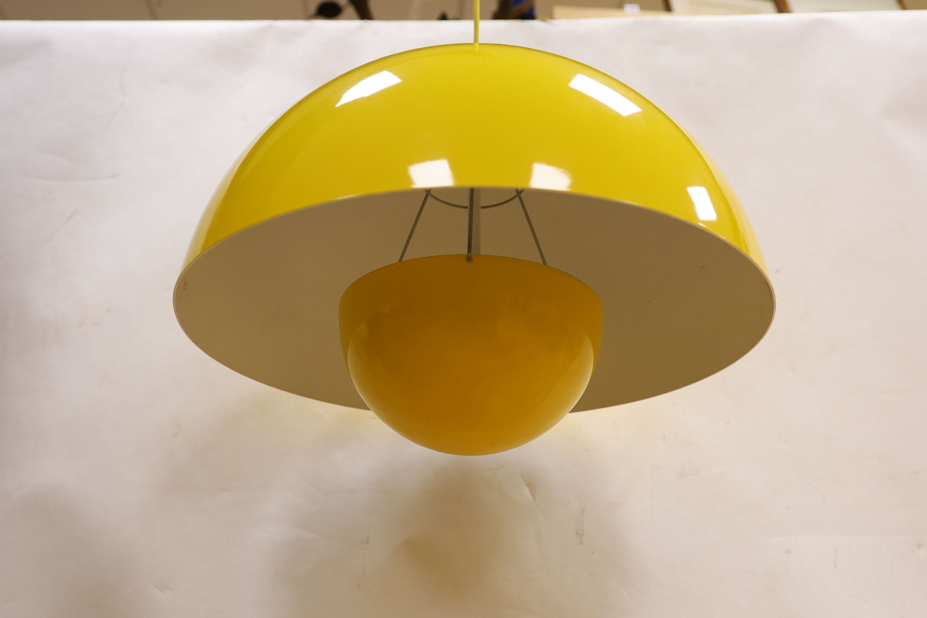 Mid century design, a Danish Verner Panton 'Flower Pot' ceiling shade